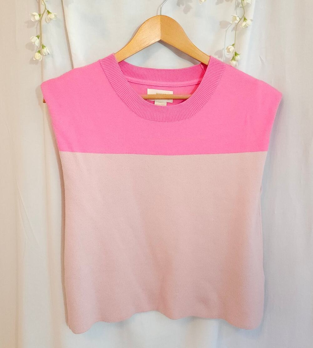 Maeve Anthropologie XS Sweater Vest Pink Fuchsia Colorblock Sleeveless Knit